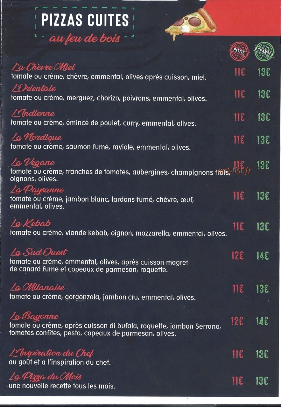 Francky Pizza — carte page 3