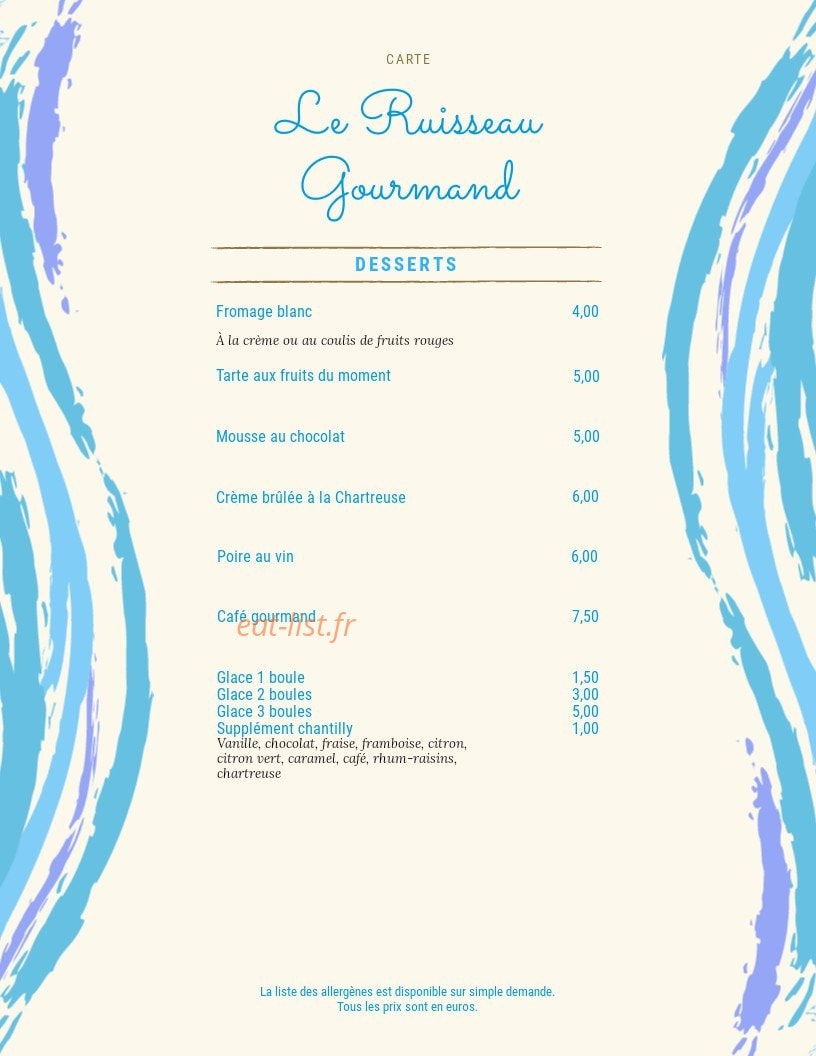 Le Ruisseau Gourmand — carte page 4