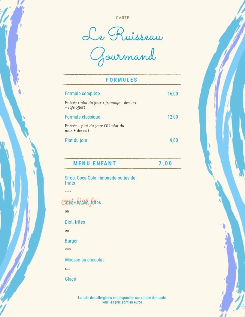 Le Ruisseau Gourmand — carte page 3