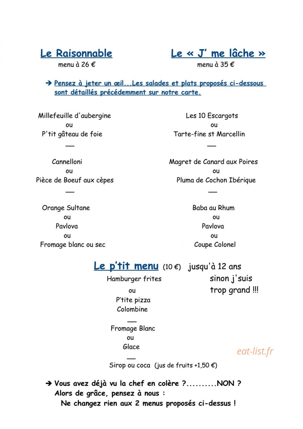 La Bel Excuse — carte page 4