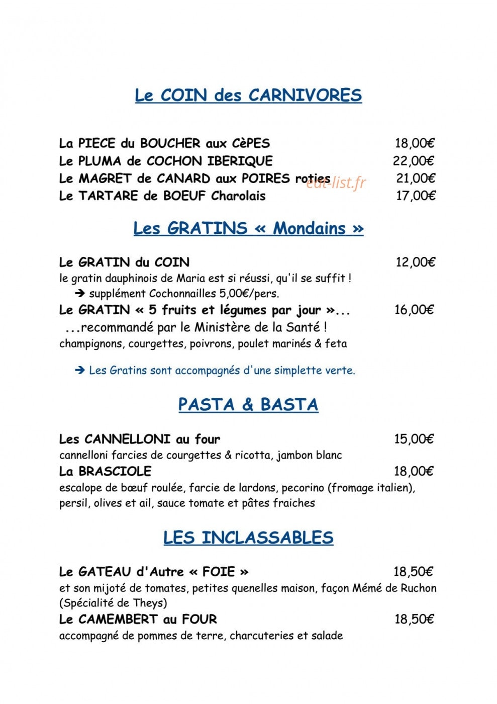 La Bel Excuse — carte page 3