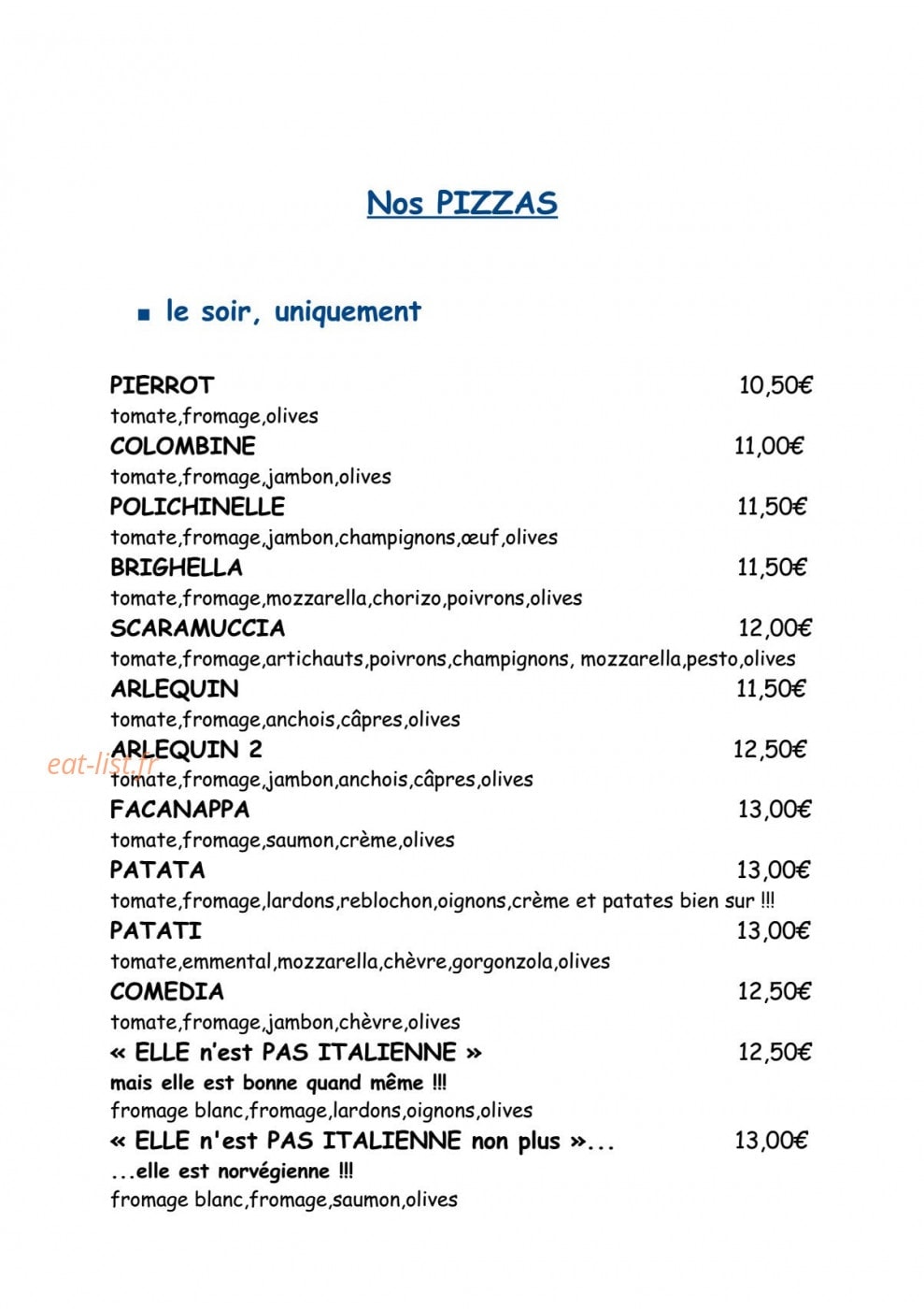 La Bel Excuse — carte page 2