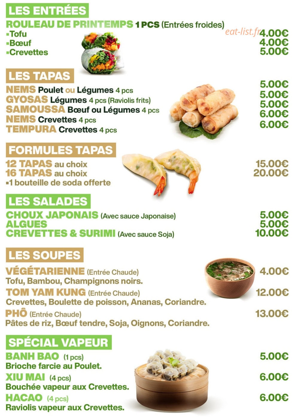 Asian Tapas — carte page 2