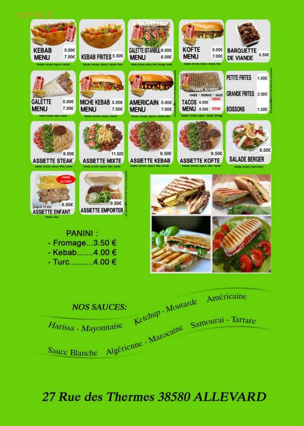 Restaurants L'Istanbul — carte page 1