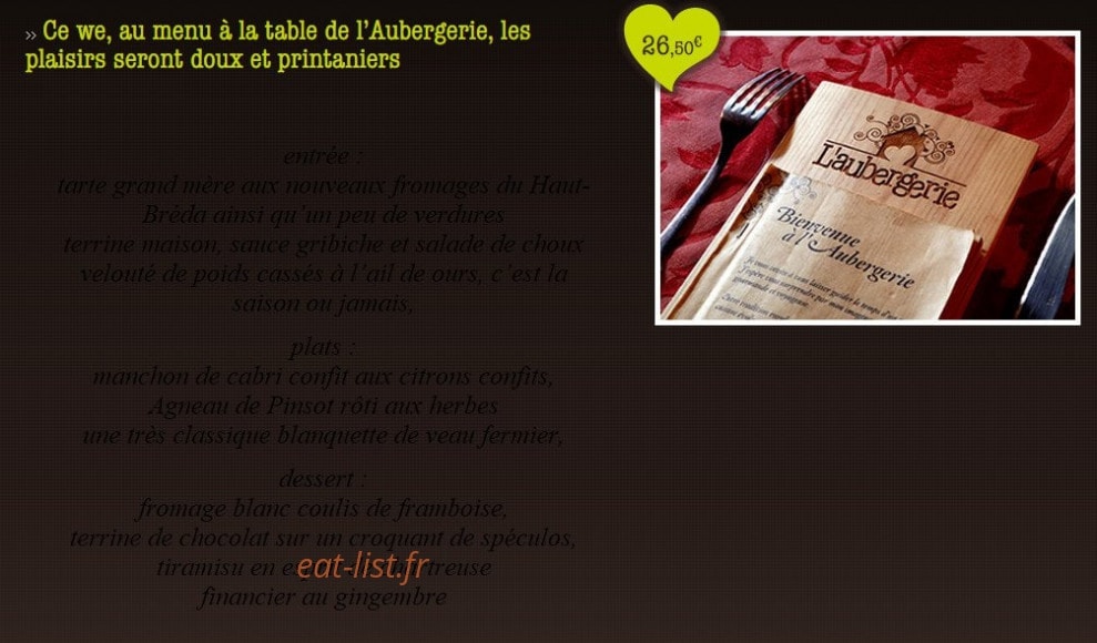 L'Aubergerie — carte page 1