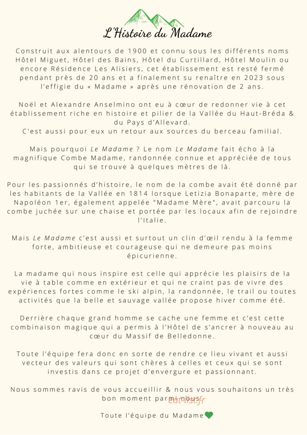 Le Madame — carte page 1