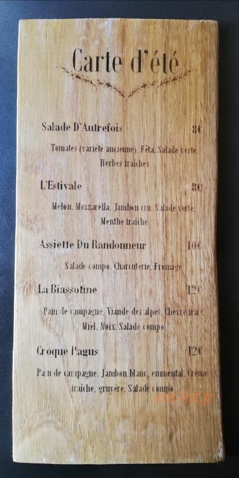 Ô p'tit bistrot — carte page 1