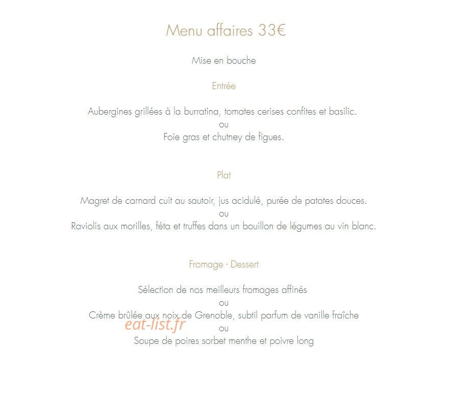Carte et menu de Le petit boudoir à Saint Etienne de Saint Geoirs — Menu affaires