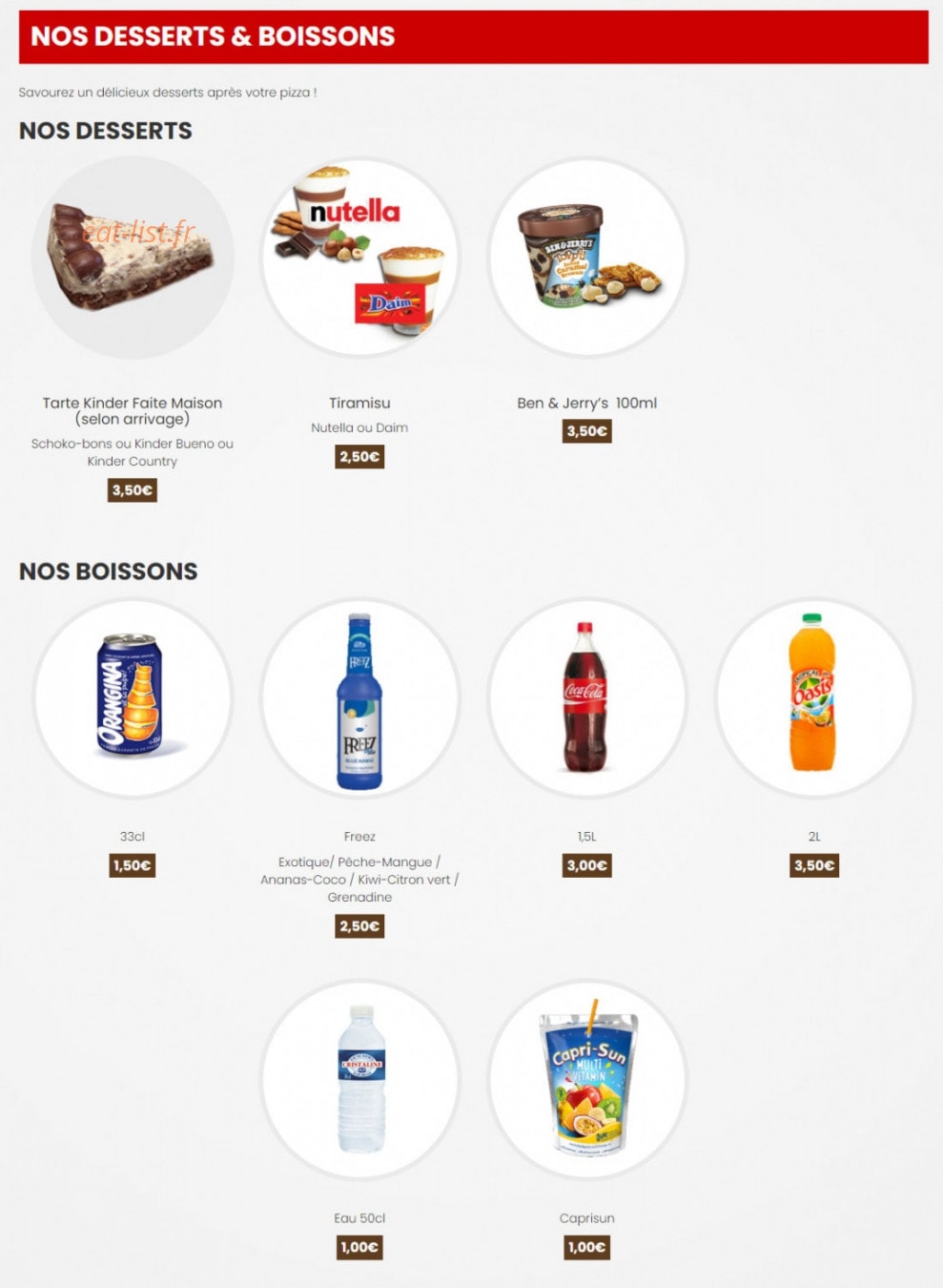 Barak'a Pizza — carte page 3