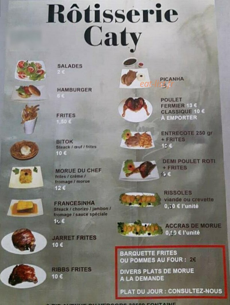 Chez Caty — carte page 1