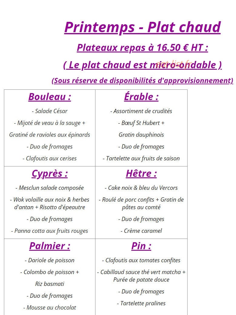 Gaillard Traiteur — carte page 2