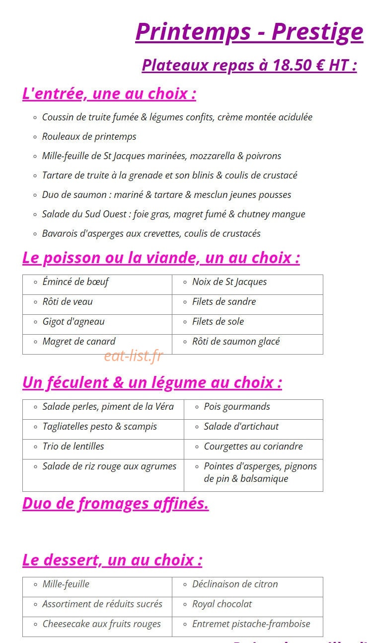 Gaillard Traiteur — carte page 3