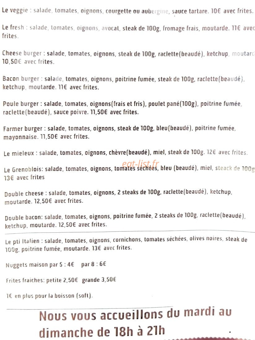 La maison du burger — carte page 1