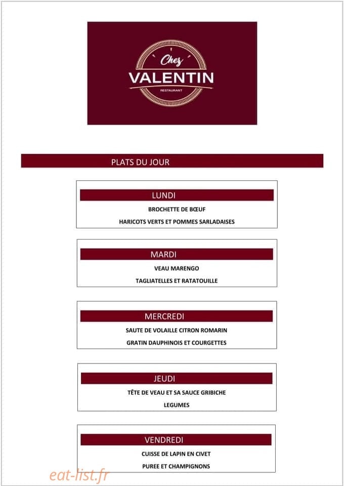 Chez Valentin — carte page 2