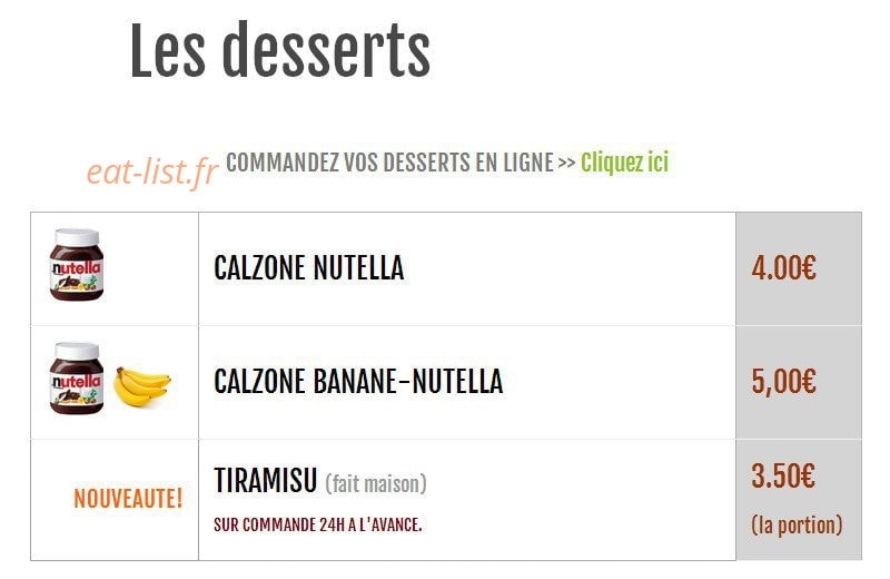 Carte et menu de Aldente à Les Avenières Veyrins-Thuellin — Les desserts