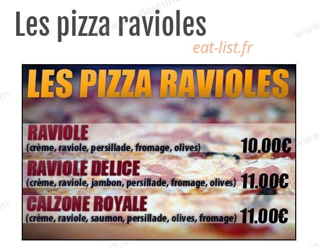 Carte et menu de Aldente à Les Avenières Veyrins-Thuellin — Les pizzas ravioles
