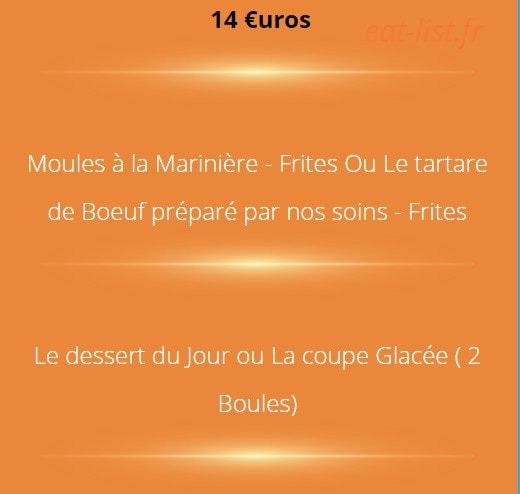 Carte et menu de Auberge des Avenières à Les Avenières Veyrins-Thuellin — Le menu à 14€