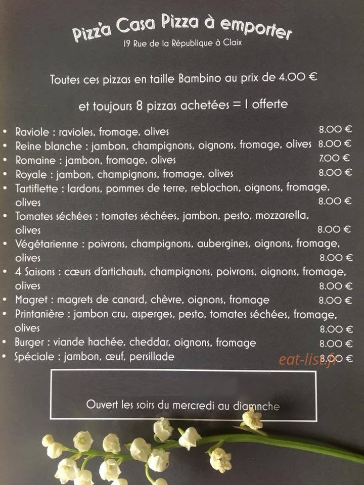 Pizz'a Casa — carte page 2