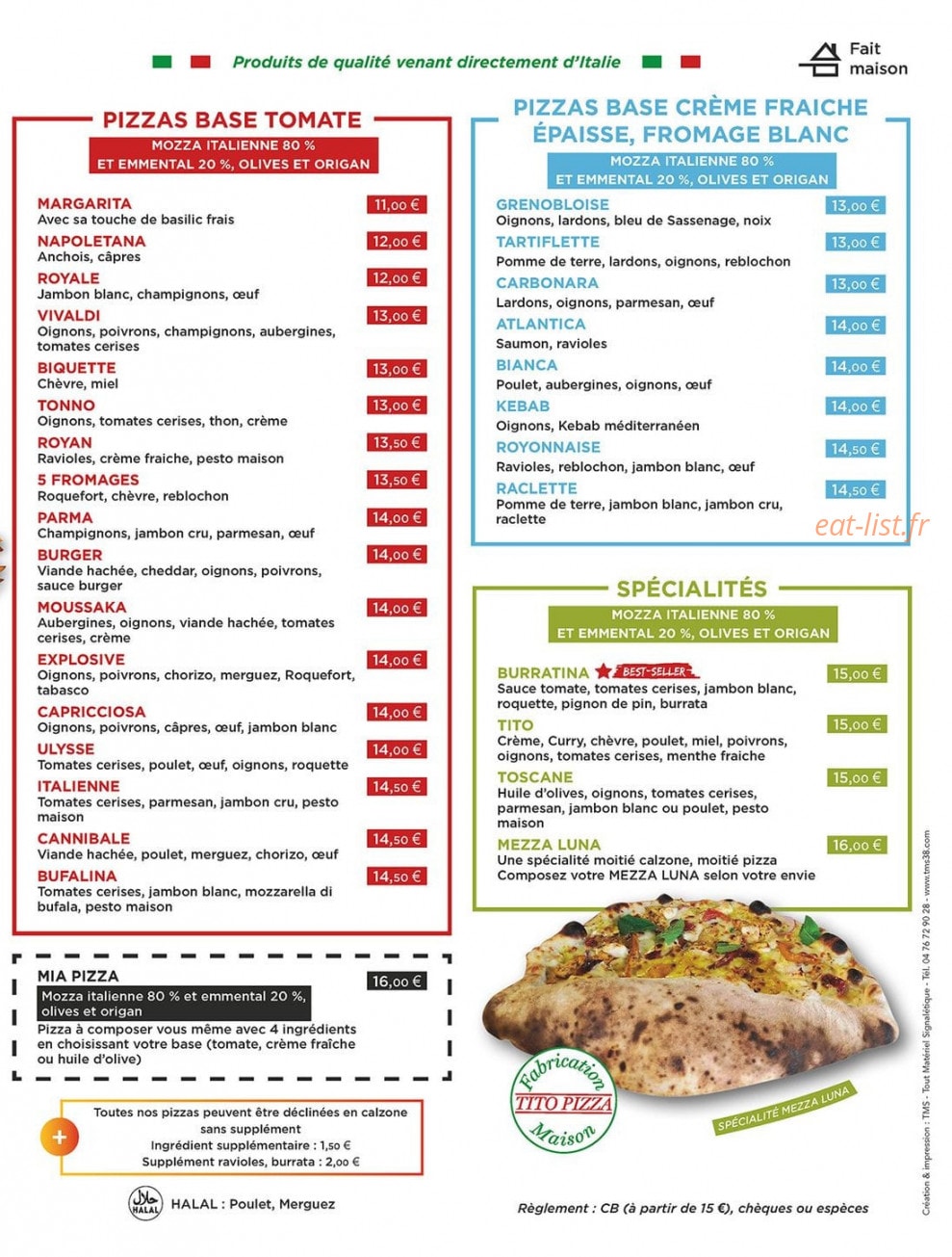 Tito Pizza — carte page 4
