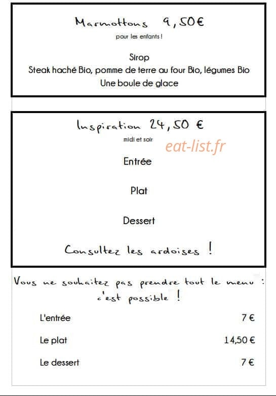 Auberge Buissonnière — carte page 1