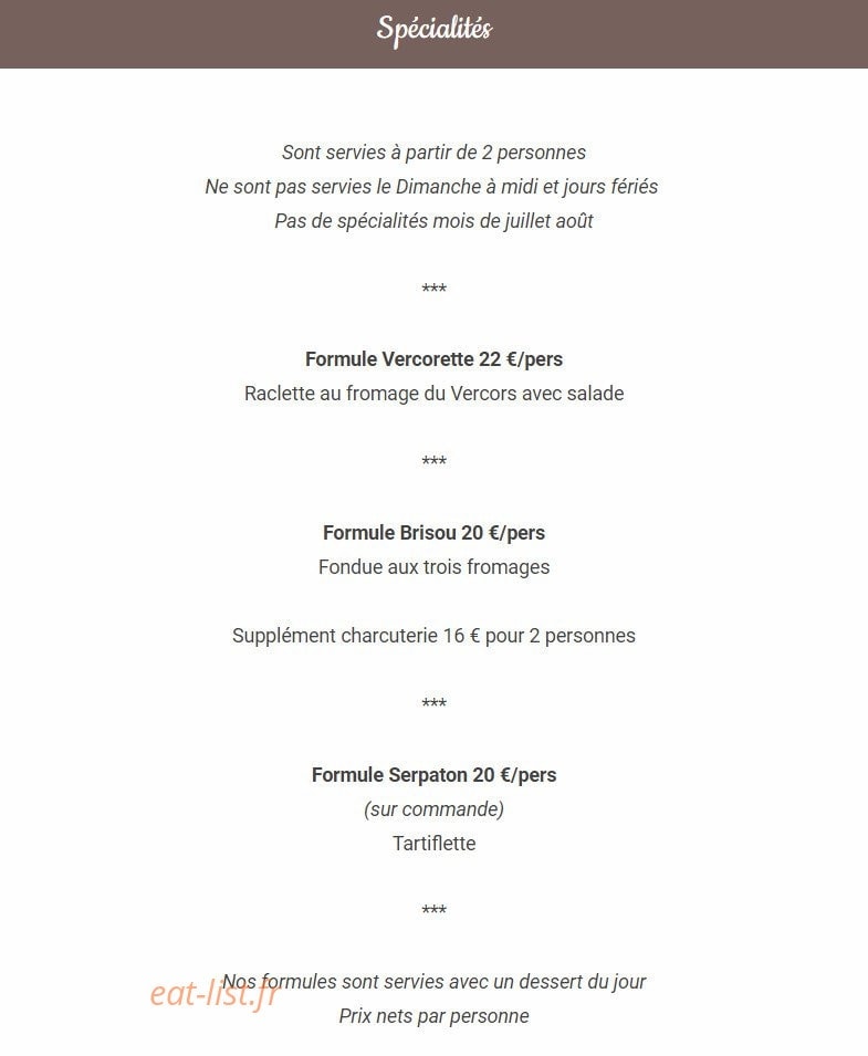 Le Chalet — carte page 4