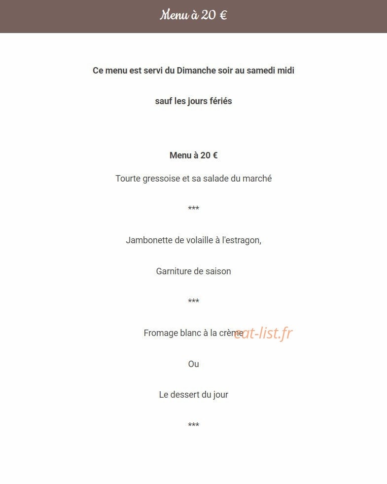 Le Chalet — carte page 1
