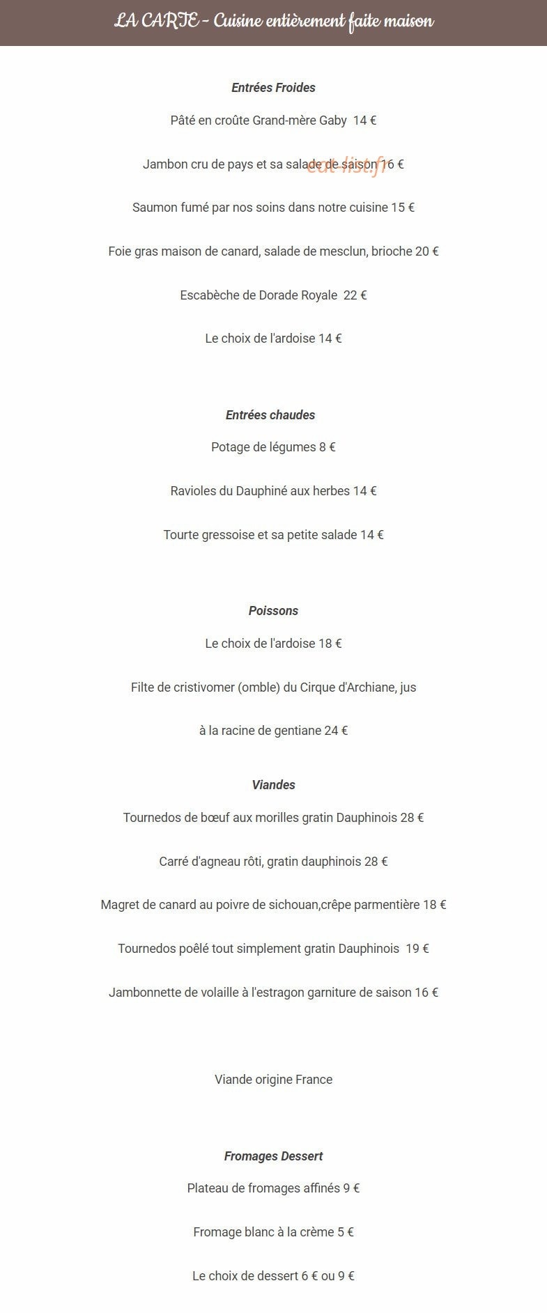 Le Chalet — carte page 2