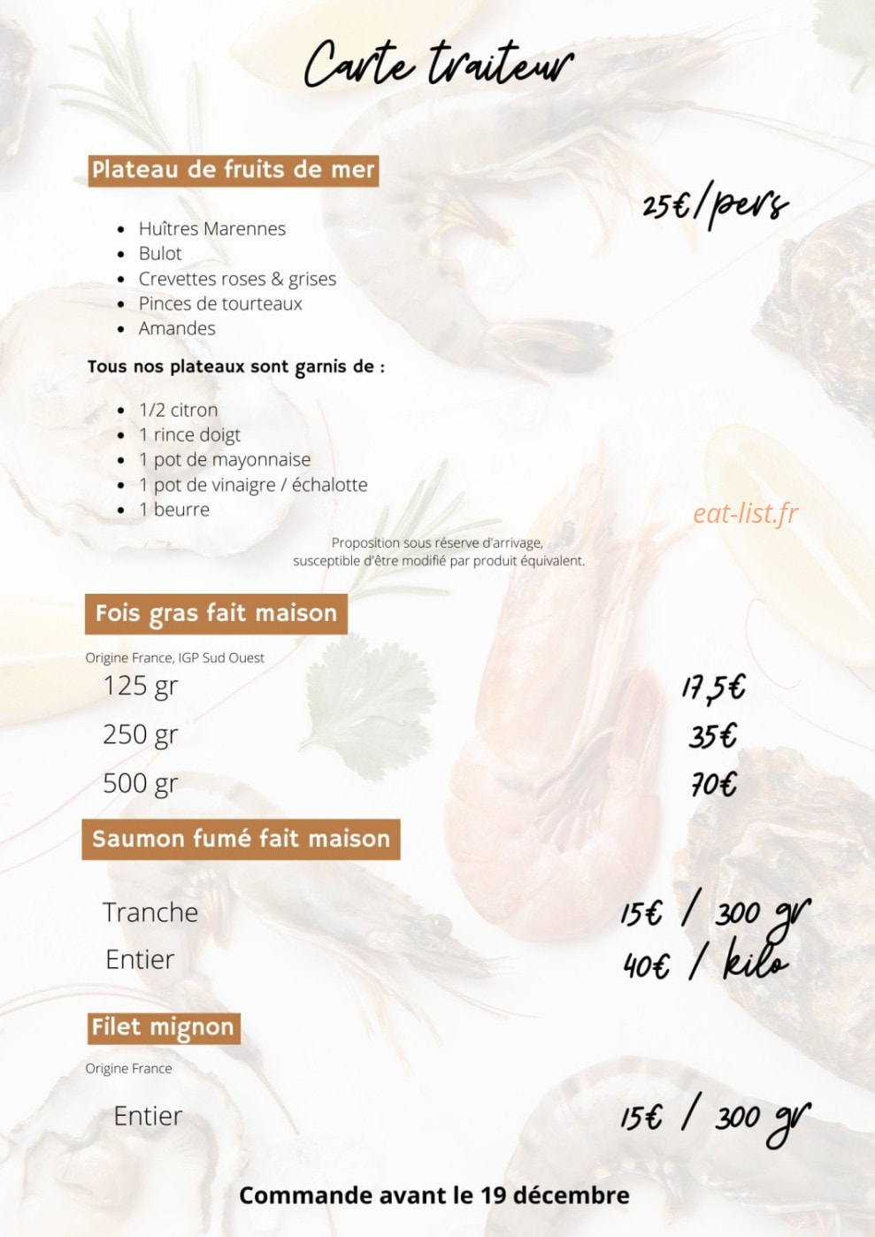Chez Fernand — carte page 1