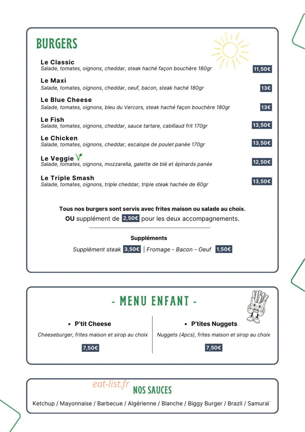 Tommy’s Burger — carte page 2
