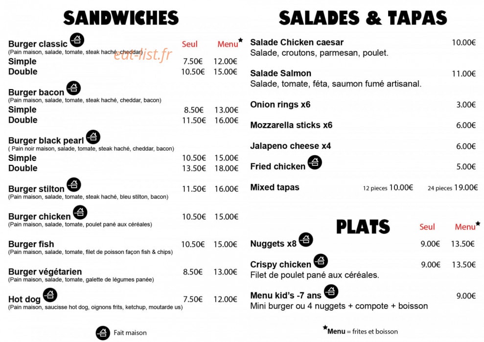 Meg's Diner — carte page 1