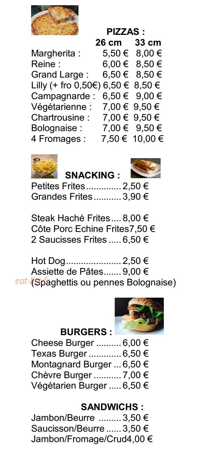 Snack A Pleine Dent — carte page 2