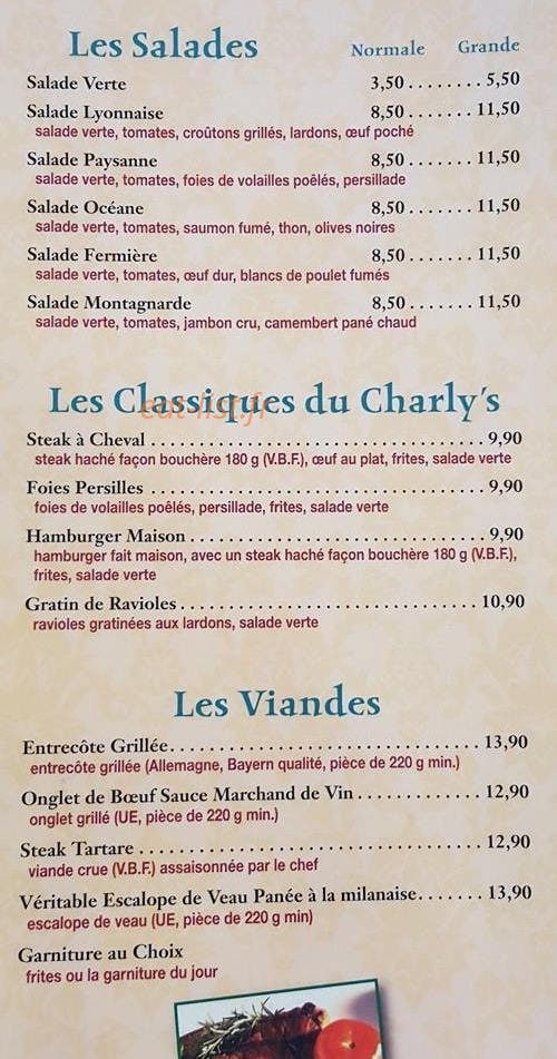 Le charly's — carte page 1