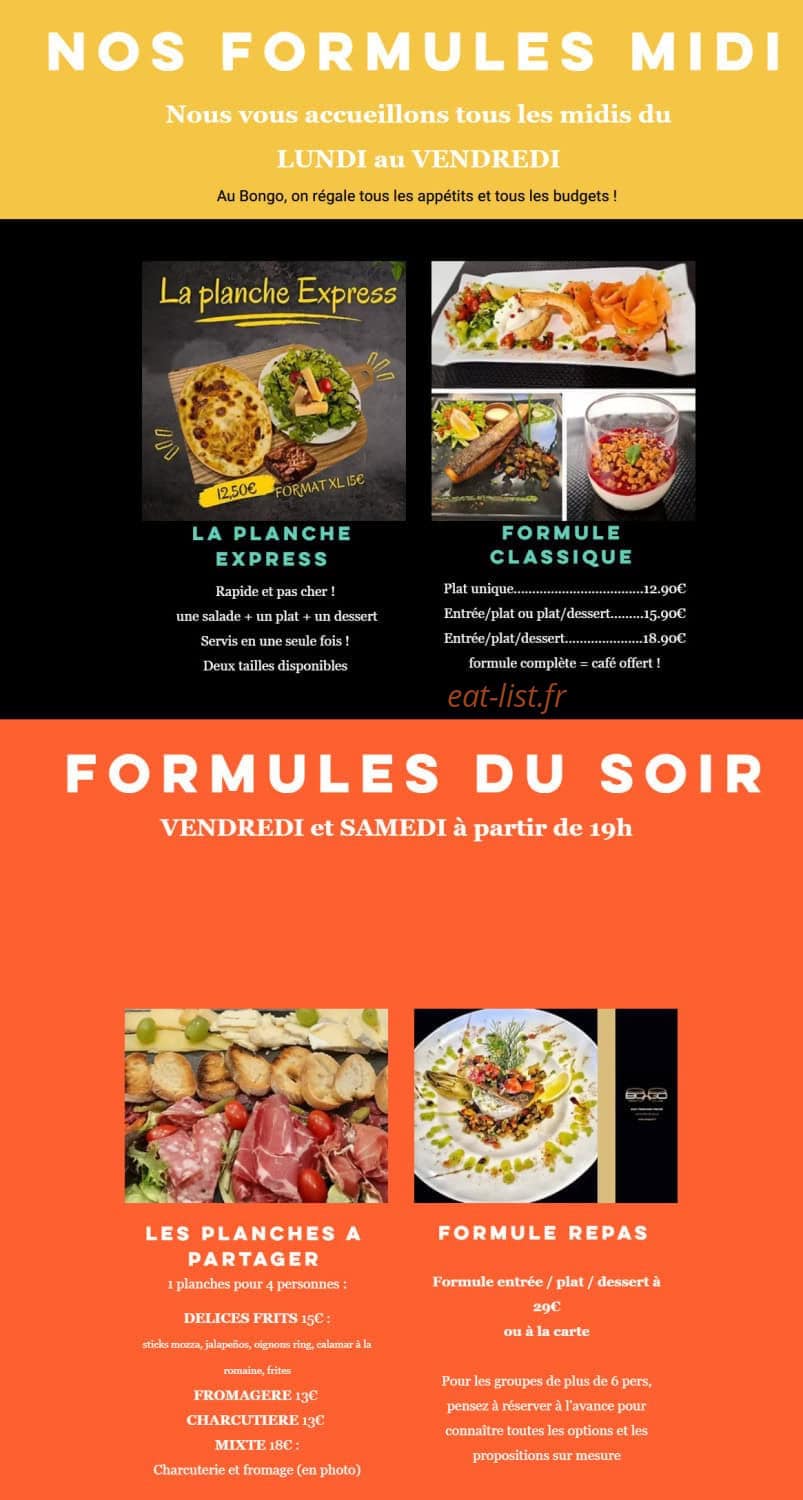 Le Bongo Resto Club — carte page 1