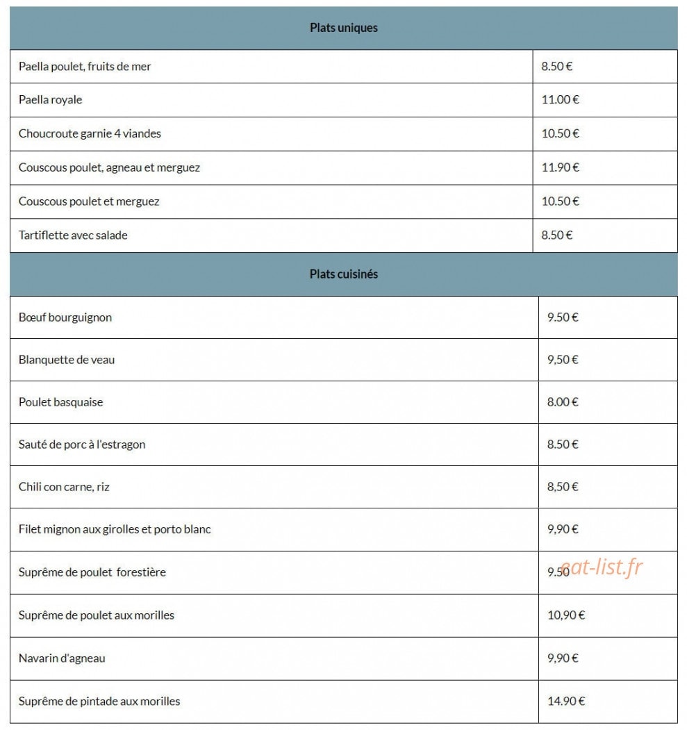Bar Restaurant des Halles Bioloises — carte page 2