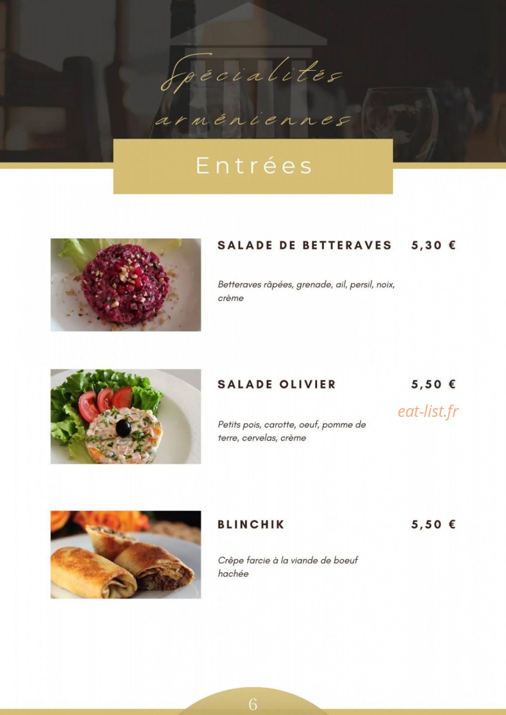 Garni — carte page 1
