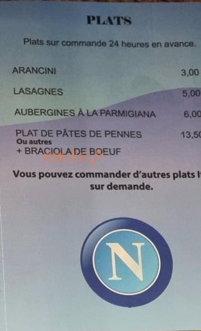 Au Four de Naples — carte page 3