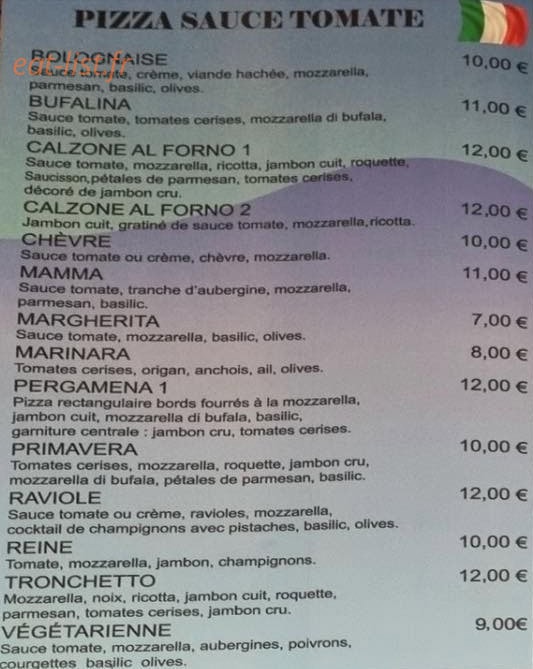 Au Four de Naples — carte page 1