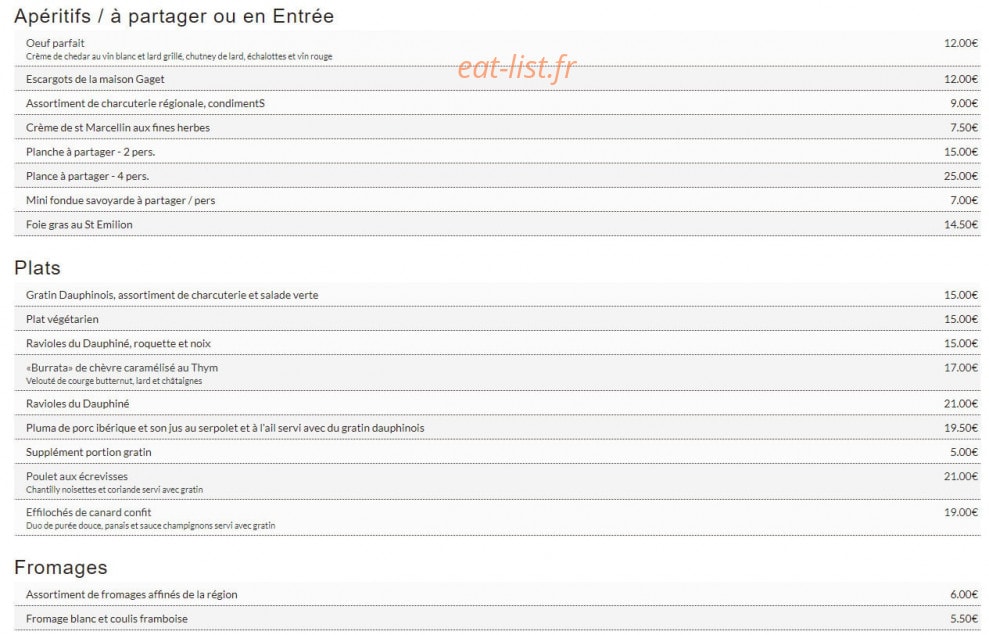 Café des Alpes — carte page 1