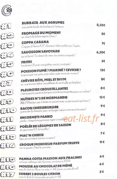 Comptoir 28 — carte page 1
