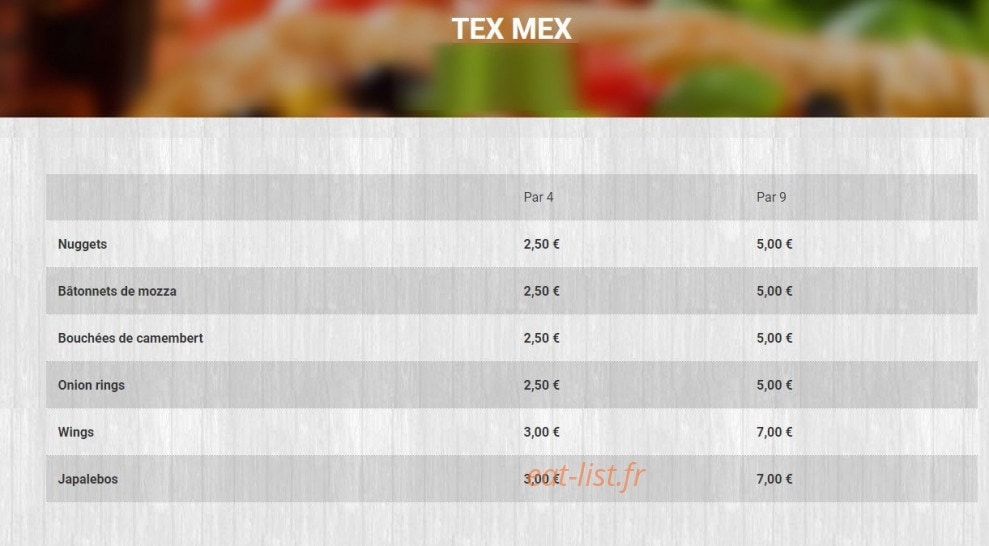 Top Pizza — carte page 8