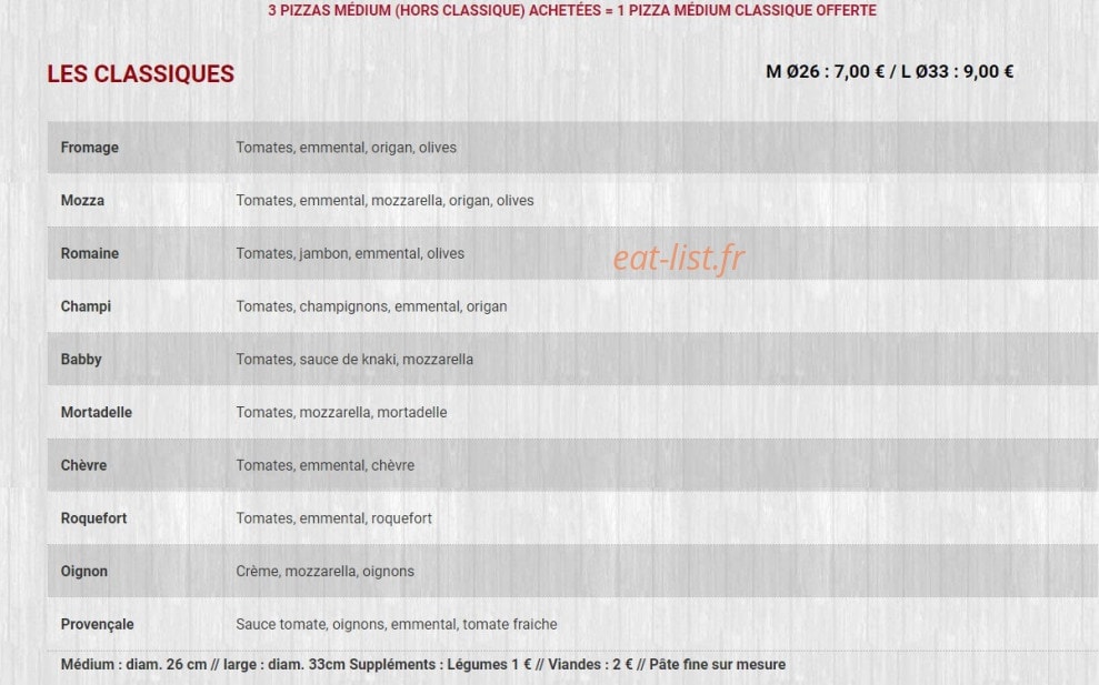 Top Pizza — carte page 1