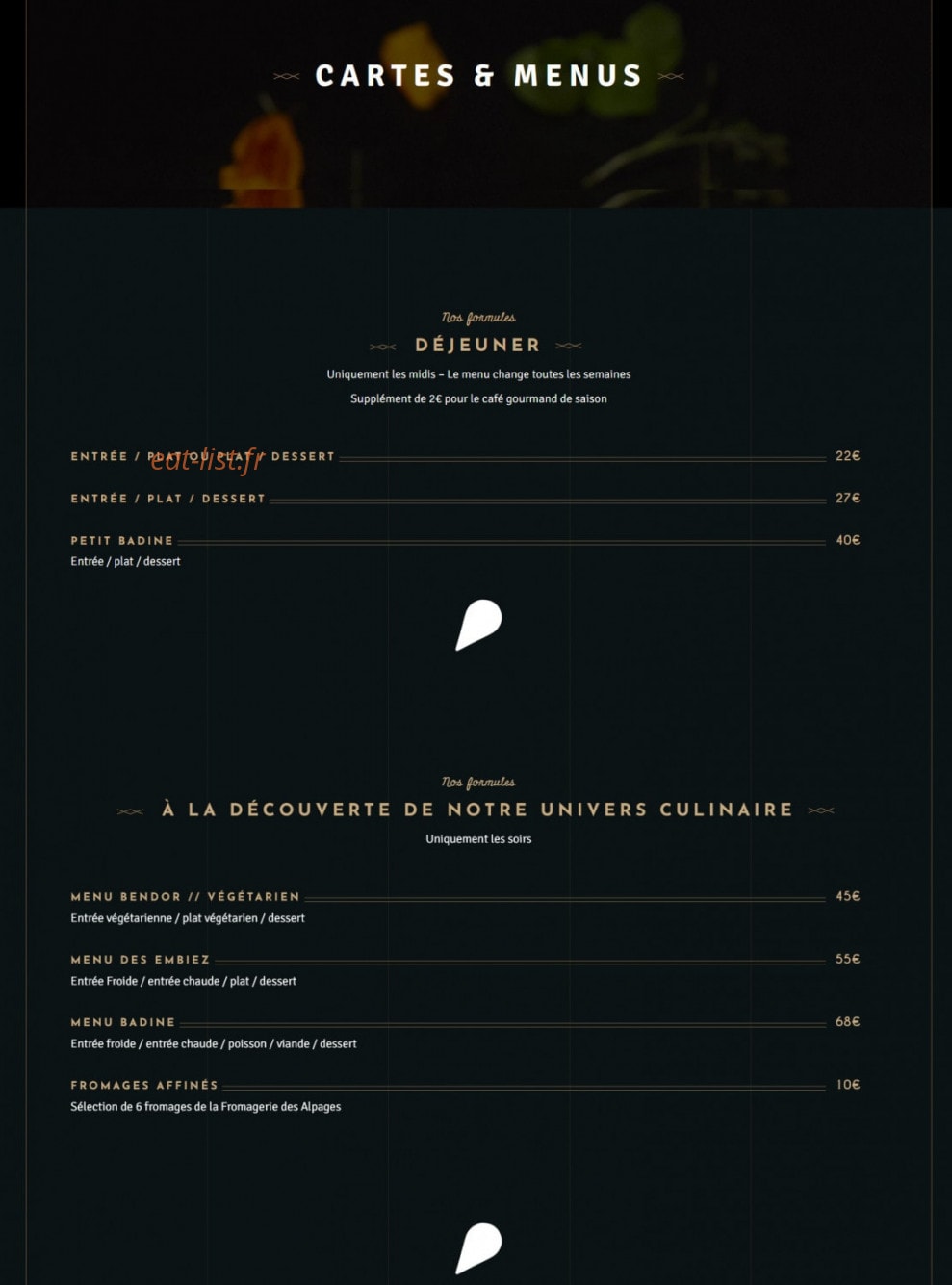 La Maison Badine — carte page 1