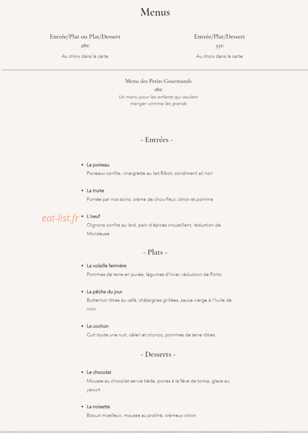 La Petite Chartreuse — carte page 1