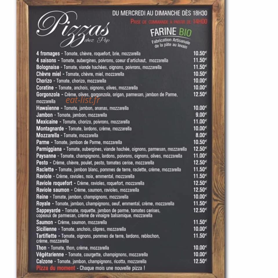 La Pizza Du Sappey « Chez PEP » — carte page 1
