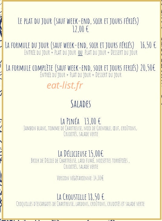 Le Café de la Place — carte page 1