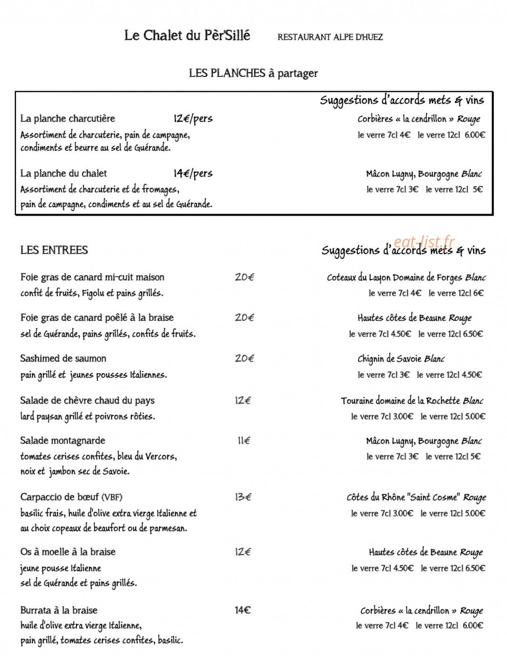 Le Chalet du Pèr'Sillé — carte page 2