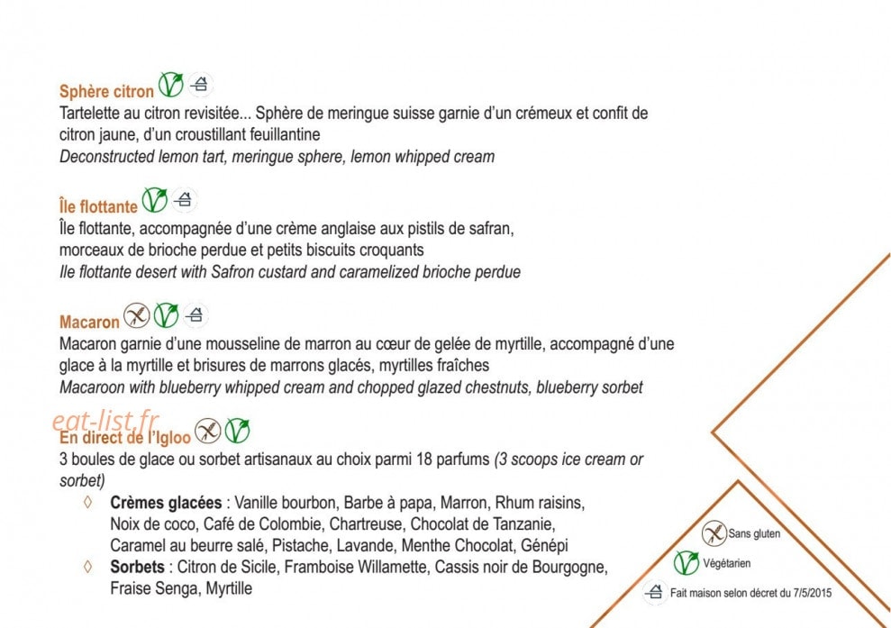 Carte et menu de L’Espérance des Grandes Rousses à L' Alpe d'Huez — Point final page 2
