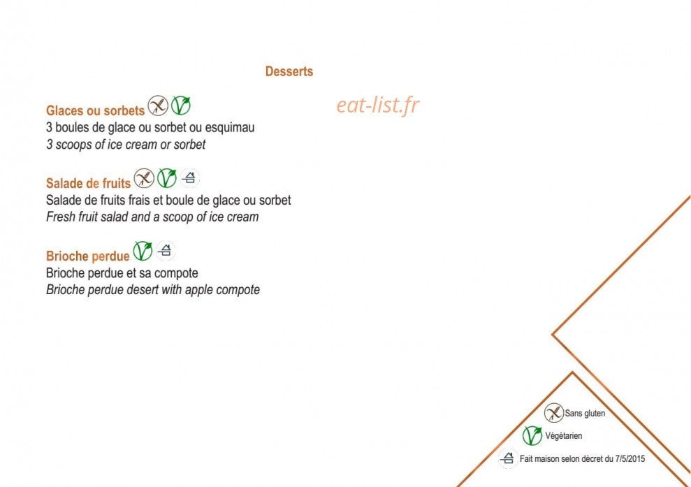 Carte et menu de L’Espérance des Grandes Rousses à L' Alpe d'Huez — les desserts