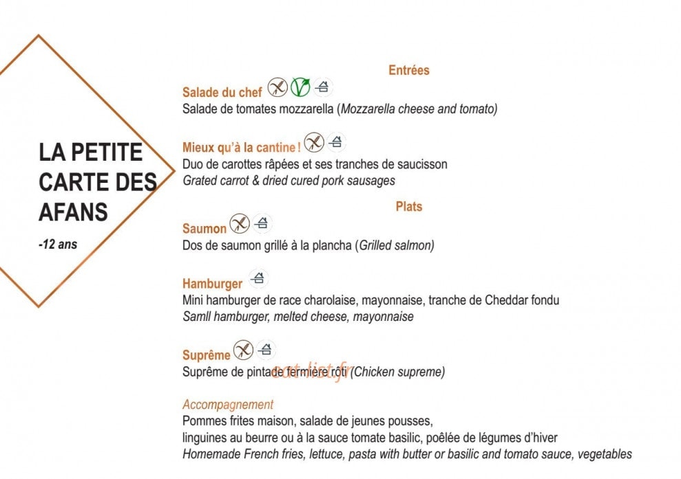 Carte et menu de L’Espérance des Grandes Rousses à L' Alpe d'Huez — La petite carte des afans