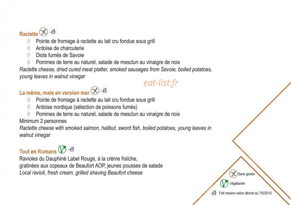 Carte et menu de L’Espérance des Grandes Rousses à L' Alpe d'Huez — Poure suite au sommet page 2